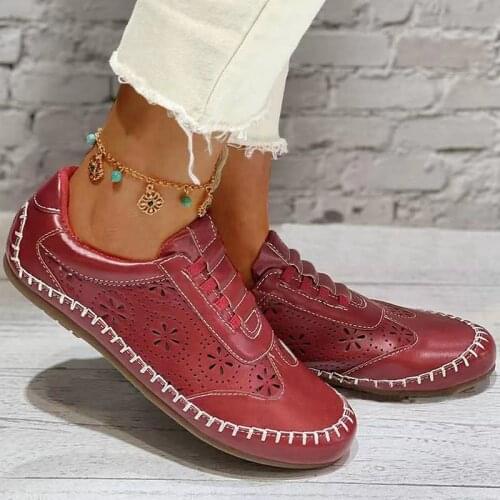 2021 Ladies Breathable Hollow Out Flat Loafers Women Casual Round Toe Flats Shoes Comfortable Sneakers Plus Size Chaussure Femme