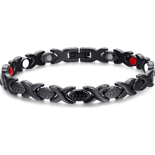 Top Selling Jewelry Black Small 7mm 8.26'' Stainless Steel Energy Magnetic Germanium Chain Bracelet Women Gifts
