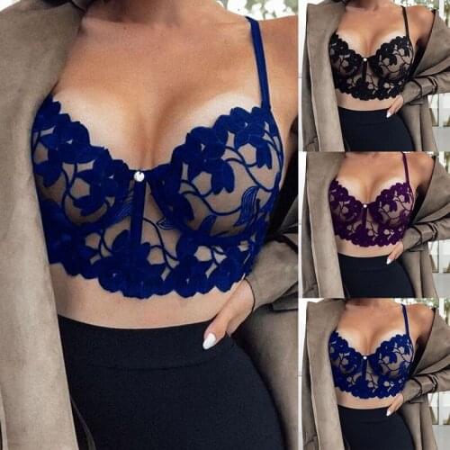 Plus Size Lace Bras For Women Push Up Underwired Hollow Out Bra Bralette Womens Underwear Delicate Embroidery Lingerie Brassiere