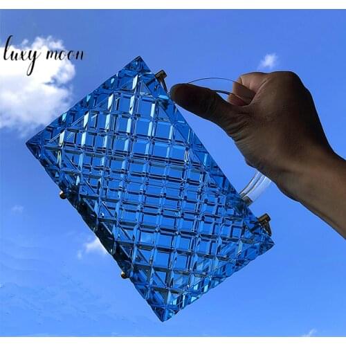 Womens Wedding Clutch Purse Transparent Evening Bag Ladies Elegant Luxury Handbag Box Shape Acrylic Chain Shoulder Bag ZD1854