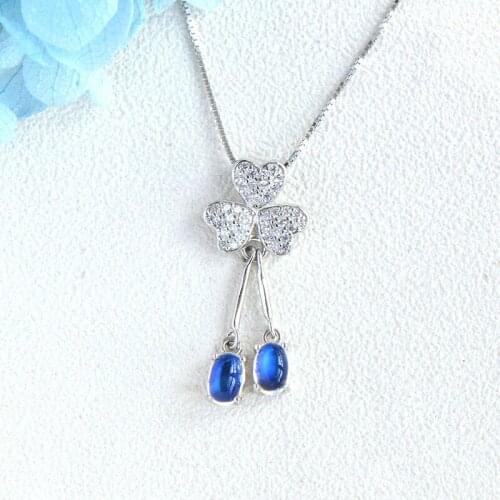 L&P 925 Sterling Silver Sri Lanka Blue MoonStone Pendant Necklace for Women Fine Jewelry Luxurious Gemstone Necklace New Design