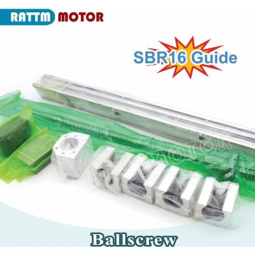 1pc Ball screw sfu1605 L: 500mm & 2Pcs linear rail guide SBR16 L500mm + 4pcs SBR16UU & BK/BF12 for CNC Part 3D printer