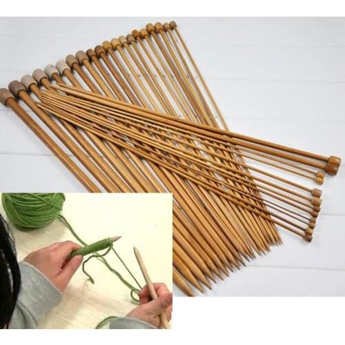 25set 36Pcs/set 18 Sizes Carbonized Bamboo Knitting Needles Single Pointed Smooth Crochet tool sets 2.0-10.0mm sport toy