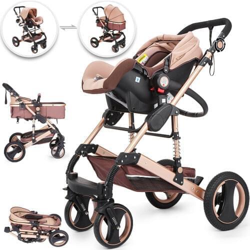 Buggy Infant Travel 3 In 1 Pushchair Foldable Luxury Baby Stroller With Car Seat