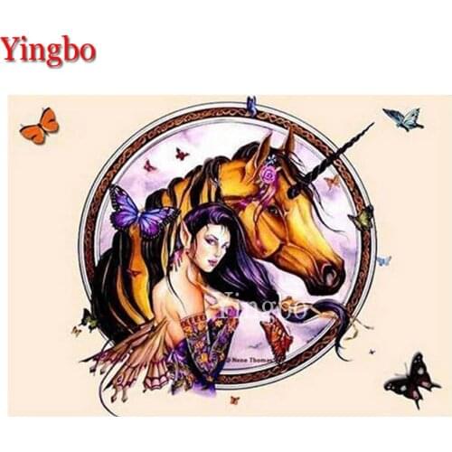 3D diy diamond painting Unicorn and fairy butterfly wall sticker diamond mosaic cross stitch diamond embroidery full rhinestone