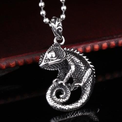 3D Lizard Pendants Good detail Unique Necklace Stainless Steel chain Cute Animal Gift jewelry for men
