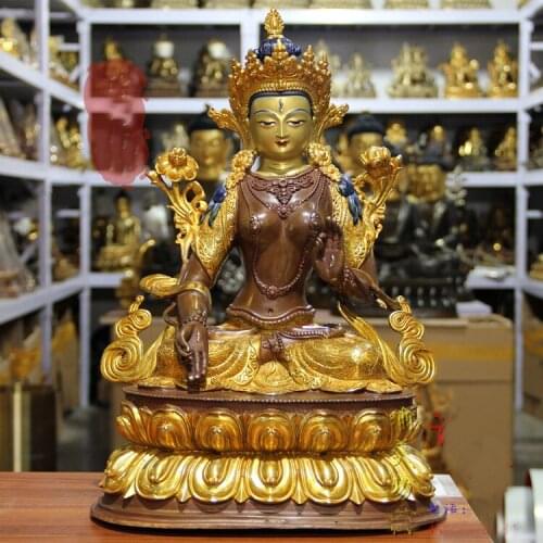 46CM large GOOD buddha statue # Southeast Asia Buddhism Gilding golden Exorcism safety Tara Guanyin Avalokitesvara buddha statue