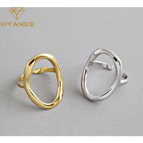 XIYANIKE 925 Sterling Silver Irregular Hollow Opening Rings for Women Couple Fashion Simple Geometric Party Jewelry Gifts