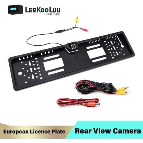 LeeKooLuu Car Rear View Camera Waterproof EU European License Plate Frame Parktronic Reverse 4 LED Night Vision Backup Camera
