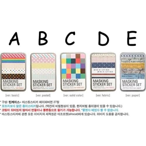 Free shipping 27pcs/set tin case different cute masking sticker fabric, Diy Stationery Sticker, drawing market sticker,6.5*10cm
