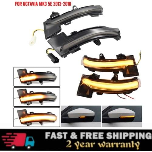Dynamic LED Turn Signal Blinker Mirror flasher Light for Skoda Octavia Mk3 A7 5E 2014 - 2019