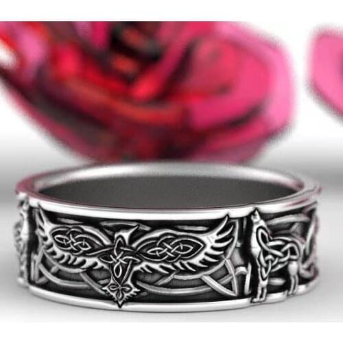 European and American retro eternity ring wolf totem ring animal shape punk jewelry party jewelry 2021 trend accessories