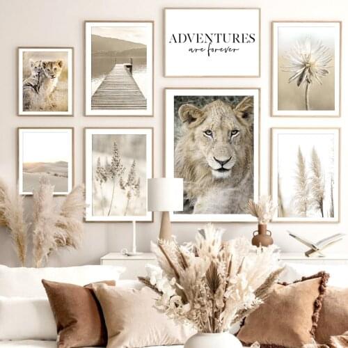 Lion Dune Path Dandelion Reed Hay Quote Wall Art Canvas Painting Nordic Posters And Prints Wall Pictures For Living Room Decor
