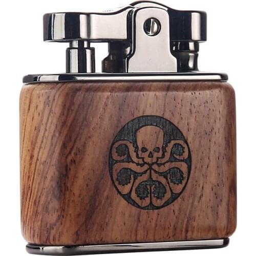 Sandalwood Retro Kerosene Lighter Nostalgic Old-fashioned Personality Mens Lighter Gadgets for Men Smoking Accesoires Gifts