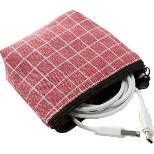 70PCS / LOT Girl Grid Purse Simple Lattice Coin Storage Bag Elegant Small Key Bag Small Wallet Ladies Creative Earphone Bag