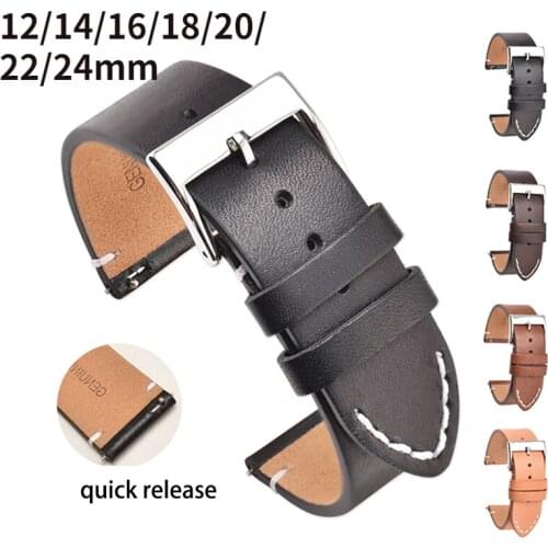 Retro Leather Band For Samsung Watch 3 45mm Active 2 Huawei gt2 Smart Watch Universal Wristband 12mm 14mm 16mm 18mm 20mm 22mm 24