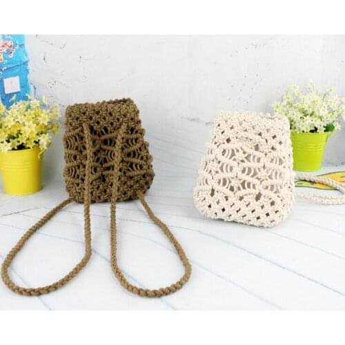 2017 Summer Crochet Straw Bag Backpack Beach Knitting Bag Women Hollow Out backpack