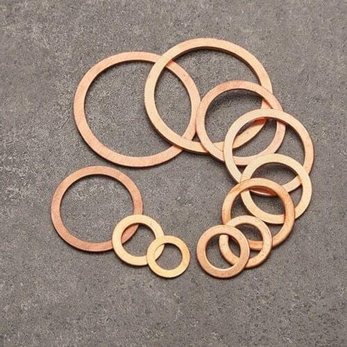 M7 M7.5 Copper washer Marine table gasket ring Pressure gauge gaskets flat pad meson 9mm-18mm Outside diameter 0.1-3mm thickness