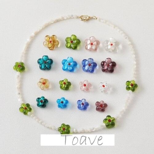 Small fresh colored glaze flower beads small flowers diy handmade beaded retro jewelry material accessories