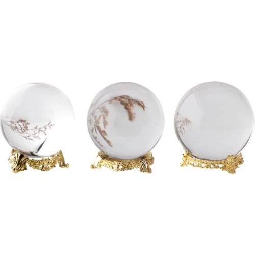 Metal Crystal Glass Lens Ball Display Stand Divination Photography Lensball Base 75/100/120mm Big Magic Sphere Globe Ball Holder