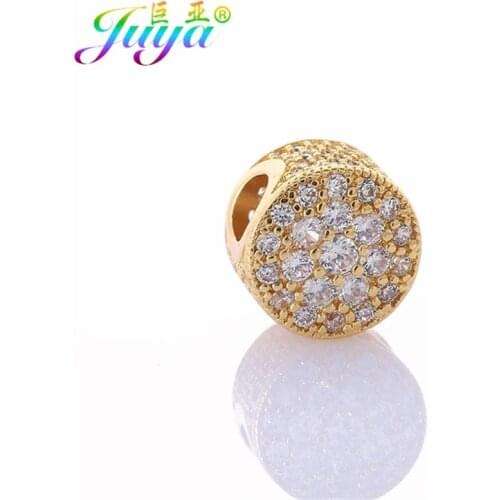 Handmade Big Hole Pandor Charm Beads Pave Zircon 5mm Hole Metal Beads Fit Women Men Panora Charm Bracelets Jewelry Making