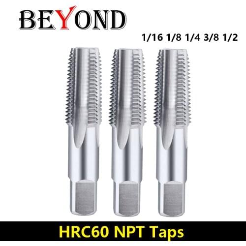 BEYOND American NPT Pipe Thread Taps Tungsten Steel CNC Tapping Machine Integral Carbide Tap 1/16-27 1/8-27 1/4-18 3/8-18 1/2-14