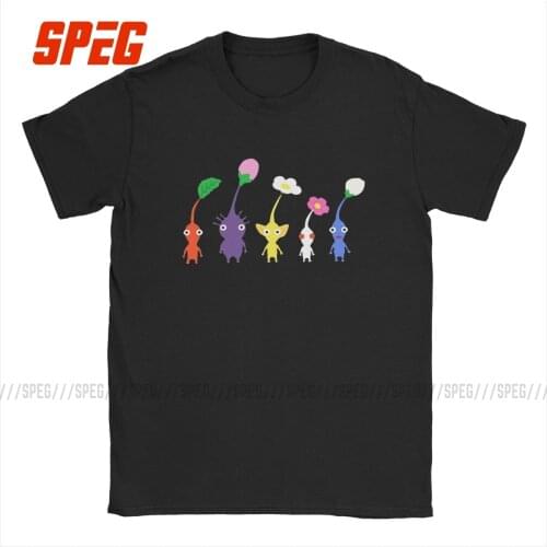 Cute Pikmin T Shirt for Men Pure Cotton Funny T-Shirt Round Collar Tees Short Sleeve Clothes Birthday Present 5XL 6XL Plus Size