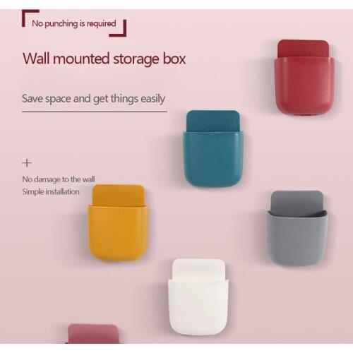 Mobile Phone Wall Hanging Household And Daily Necessities Multifunctional Storage Box Shelf Without Perforated Remote Controller