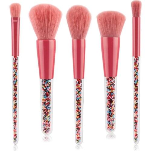 New 5pcs Lollipop Candy Unicorn Crystal Makeup Brushes Set Colorful Lovely Foundation Blending Brush Makeup Tool maquilla