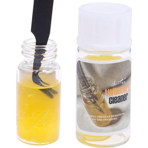 20g Professional Eyelash Extension Tweezers Cleaning Tools with Glue Remover Liquid and Sponge Ball Eyelashes Tweezers Cleaner