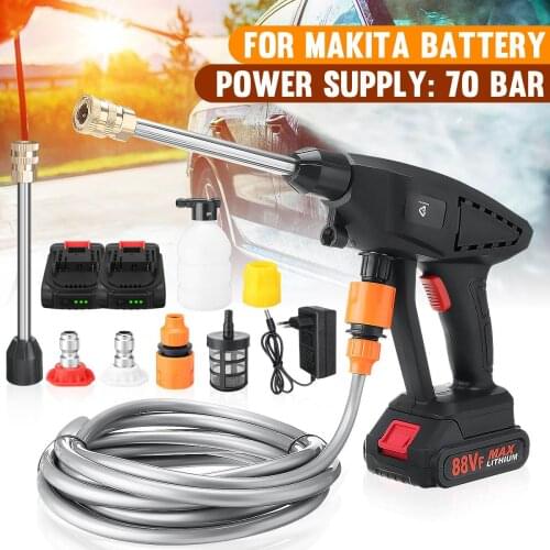 70Bar 2000W Wireless High Pressure Car Washer Spray Water Gun Rechargeable Electric Cleaning Foam Machine for Makita 18V Battery