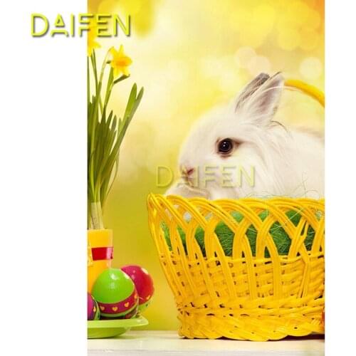 Full Round Diamond embroidery Full Square Diamond mosaic rabbit yellow basket toy Daffodil 5D DIY Diamond painting Cross stitch