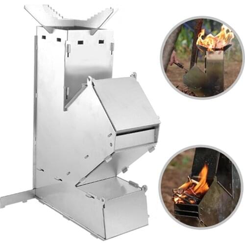 Portable Outdoor Camping Firewood Stove Outdoor Camping Folding Wood Stove Removable Survival Trekking Furnace