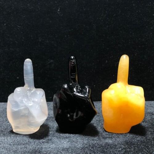 Different Materials Middle Finger Feng Shui Chakra Healing Reiki Quartz Home Decoration Stone Handicraft Decoration Carvings