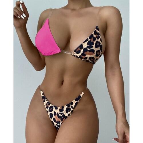 Sexy Leopard Bikini 2021 Woman Swimsuit Female Swimwear Thong Bikinis Set Summer Beach Wear Bathing Suit Biquini maillot de bain