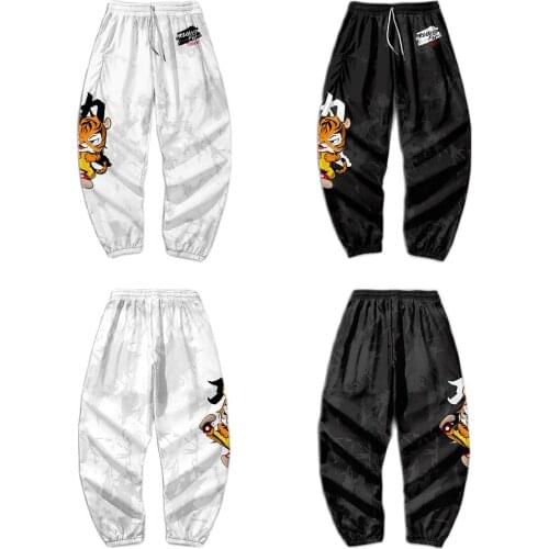 Kong Fu Tiger Printed Men Japanese Pocket Cargo Pants Joggers Harajuku Harem Pants Sweatpant Hip Hop Trousers Plus Size 6XL