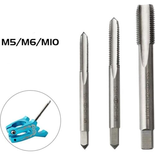 Bicycle Thread Tap M5/M6/M10 Bike Stem Brake Adapter Tail Hook Screw Tap Repair Spiral Tool Deburr Drill Bits Cycling Accessory