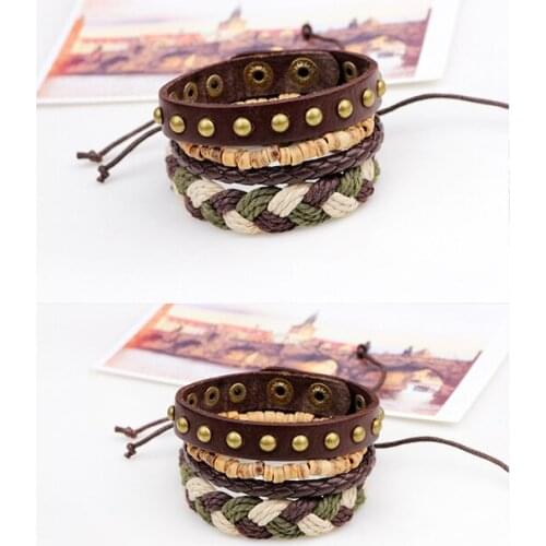 WBL 2019 New Fashion Multilayer Leather Braided Bracelets Men Charm Wood Beads Bracelets Punk Wrap Wristband For Women Jewelry