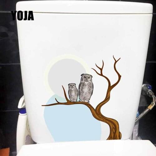YOJA 21.3X23CM Hand Painted Cartoon Owl Pattern Wall Sticker Toilet Seat Decal Bathroom Home Decor T5-0614