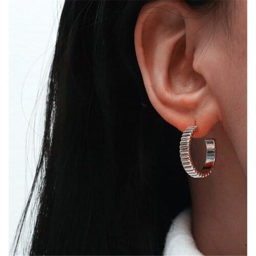 MANGOSKY Fashion 925 Silver Gear Shape Earrings 925 Silver Auricular Needle 1 Pair For Women