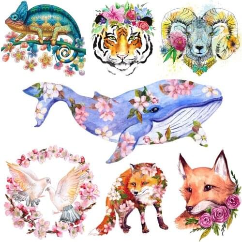 Animal Flowers Patches For Clothing Cartoon Pattern Iron on Transfer Thermal Stickers on Clothes DIY Girls Clothing Applique