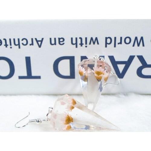 1Pair Flowers Pendulum Resin Crystal Earrings for Women Girls Wedding Jewelry Gifts