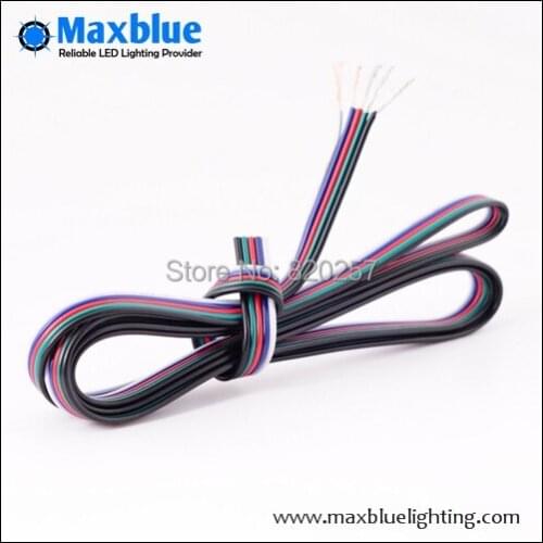 10m black/green/red/blue/white RGBW 22# 5Pin Extension Connector Wire Cable Cord For RGBW LED Strip Free shipping