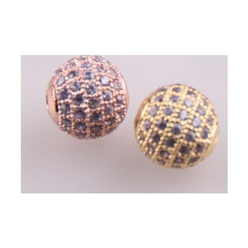 10 mm DIY CZ Brass Metal Micro Pave Cubic Zirconia Disco Ball Round spacer beads