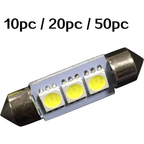 10pcs / 20pcs / 50pcs/lot 36mm Canbus 3Led Festoon led Dome Lighting Car Light Interior Lamp Bulb Auto Car Indicator