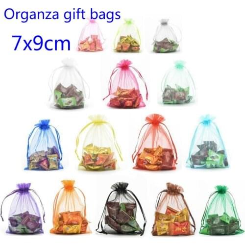 10pcs 7x9cm Organza Gift Bag Jewelry Packaging Candy Christmas Halloween Wedding Party Goodie Packing Favors Cake Sweets Bags