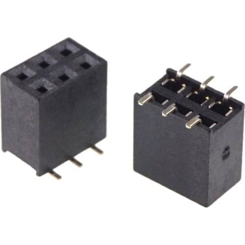 1000pcs 2.54mm 2x3 6P Female Header Dual Row Pin Header SMT Plastic height 8.5mm PCB Socket Headers