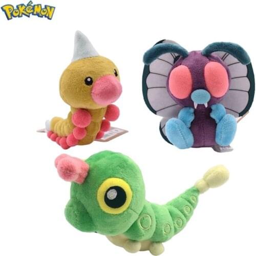 12cm TAKARA TOMY Pokemon Caterpie Plush Toys Caterpillar Plush Toys Soft Stuffed Peluche Dolls Gift for Children Toy Gifts