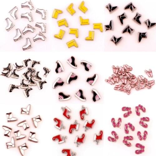 20Pcs/Lot Ice Skates Shoes Floating Charms Women Flip Flop Boots Fit Locket Necklaces Christmas Gift Jewelry Dropshipping