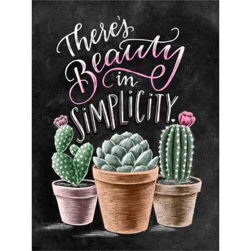 Diamond Painting Full Drill Round Cactus Text Card DIY Diamond Painting Cross Stitch Embroidery Home Decor